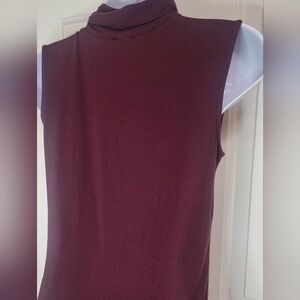 Ann Taylor Sleeveless Maroon Turtleneck Top
